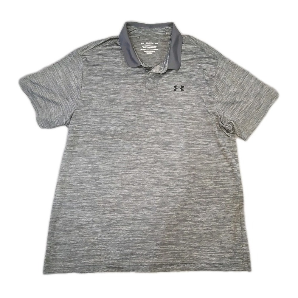 Under Armour Golf Polo Shirt Mens XXL 2XL Gray Performance Short Sleeve HeatGear